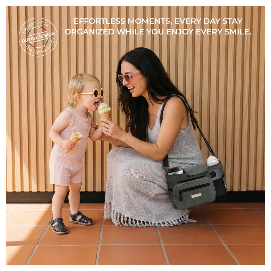Neobreez FYRA Stroller Organizer Caddy W/Insulated Cup Holder (Dark Grey)