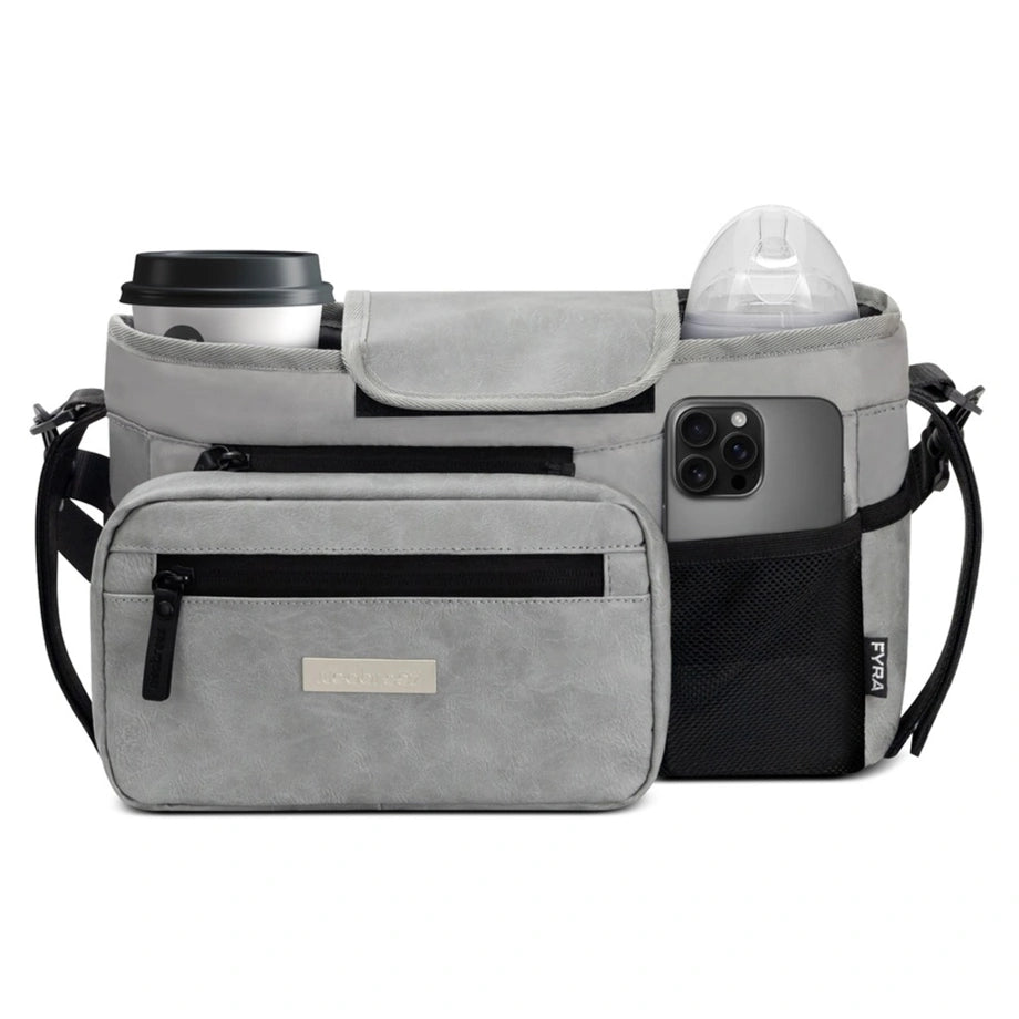 Neobreez Fyra Stroller Organizer Caddy W/ Insulated Cup Holder (Stone Grey)