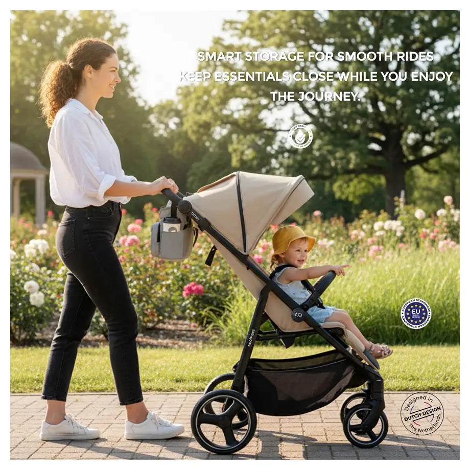 Neobreez Fyra Stroller Organizer Caddy W/ Insulated Cup Holder (Stone Grey)