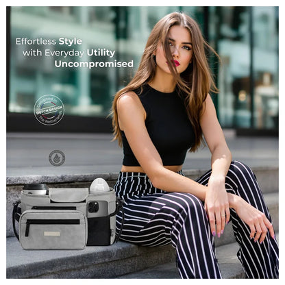 Neobreez Fyra Stroller Organizer Caddy W/ Insulated Cup Holder (Stone Grey)