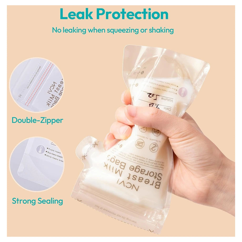 NCVI Breastmilk Storage Bags Easy Pour Spout 180-Pack