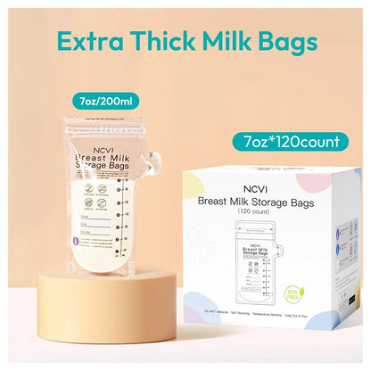 NCVI Breastmilk Storage Bags Easy Pour Spout 120-Pack