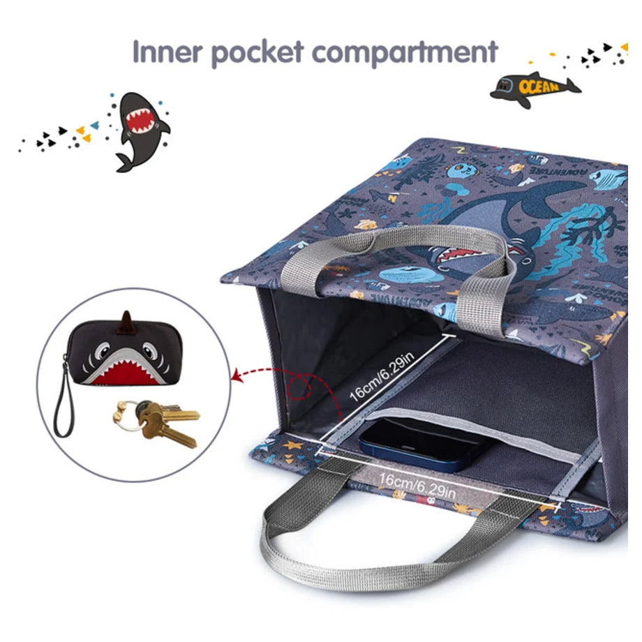 Nohoo Kids Tuition Bag/Hand Lunch Bag Shark (Grey)