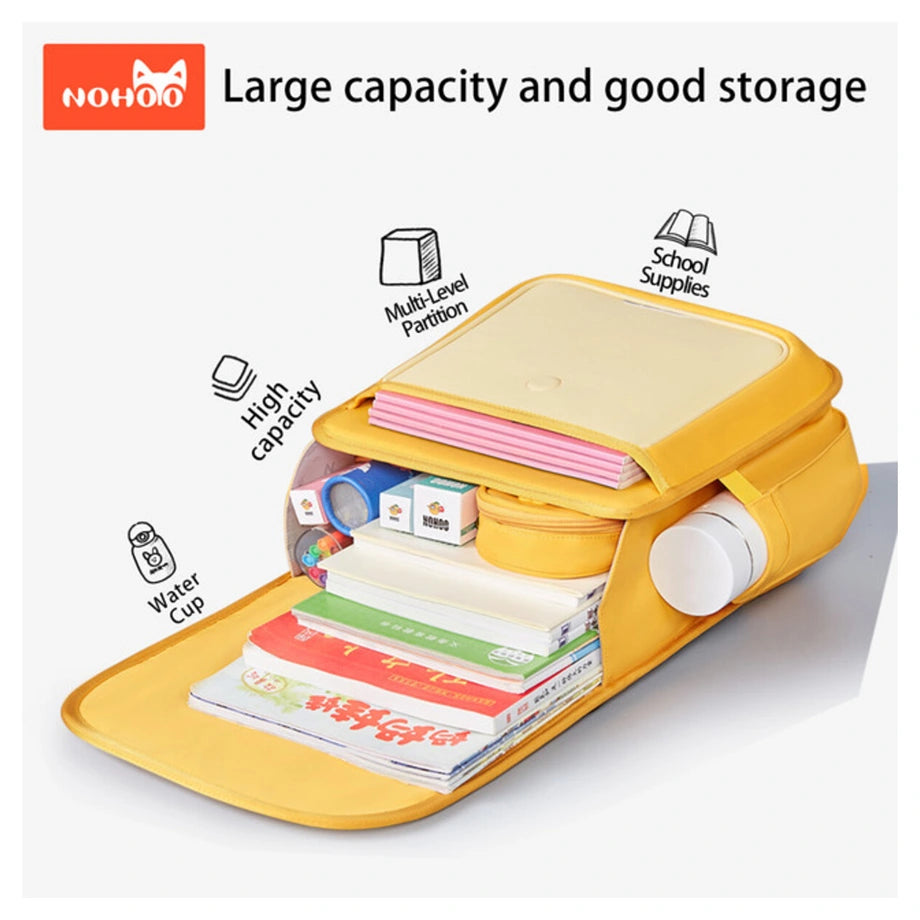 Nohoo Spine Protection Horizontal School Backpack for 0 5 Grade Primary Students (Lion Yellow)