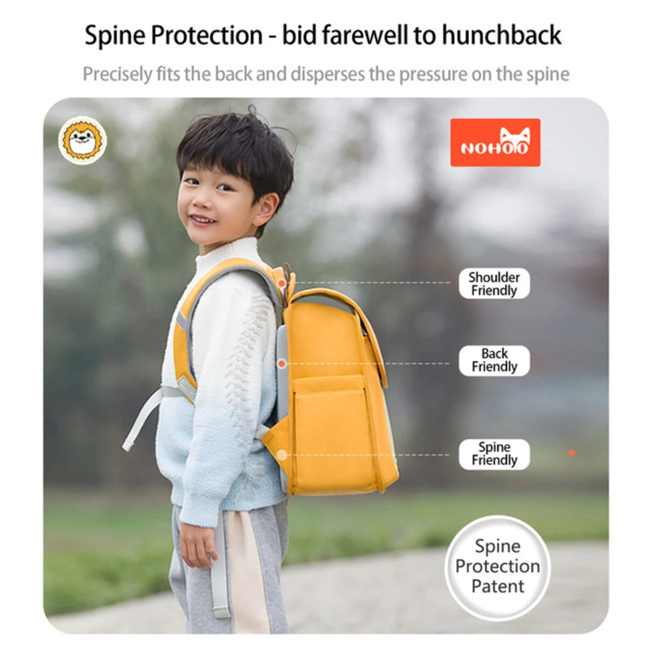 Nohoo Spine Protection Horizontal School Backpack for 0 5 Grade Primary Students (Lion Yellow)