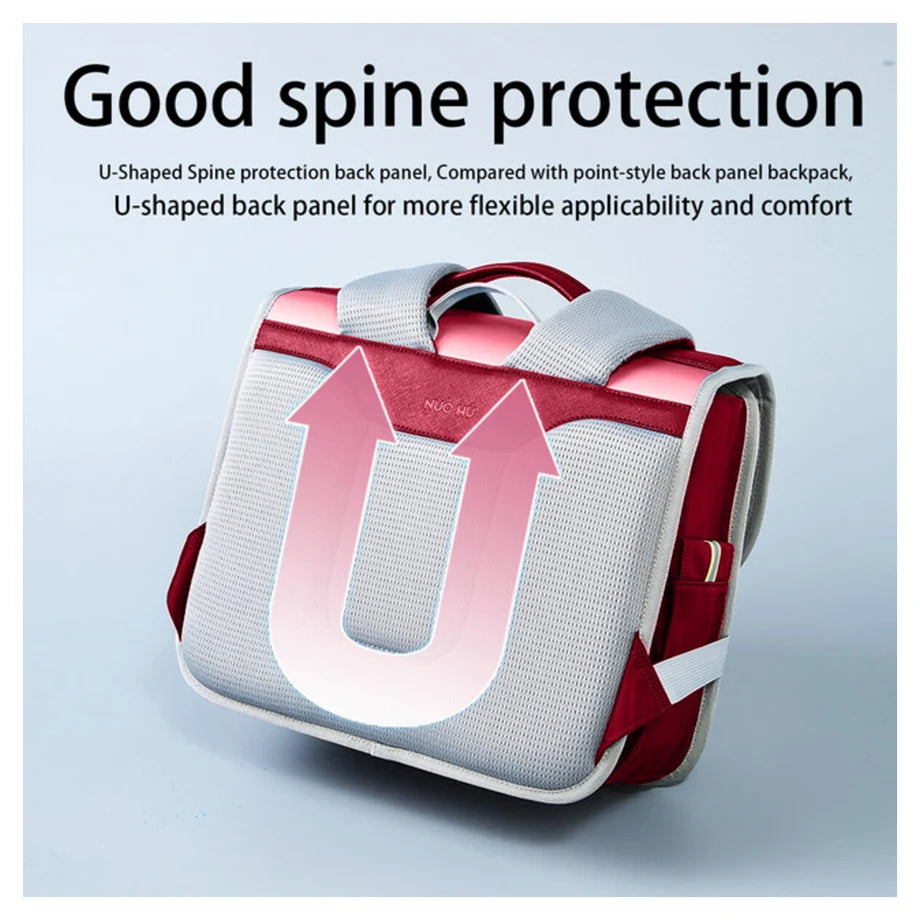 Nohoo Ergonomic Spine Protection Horizontal School Backpack for 0 5 Grade Primary Students (Baby Red)
