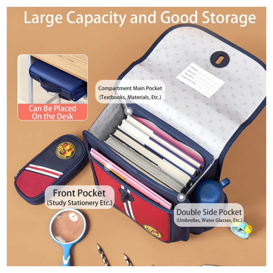 Nohoo Preppy Spine Protection Horizontal School Backpack for 0 5 Grade Primary Students (Blue)