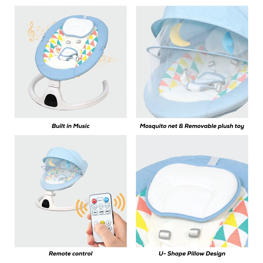 Nurtur Automatic Baby Swing Chair, Motion Sound And Song Control (0-12M) (Blue)