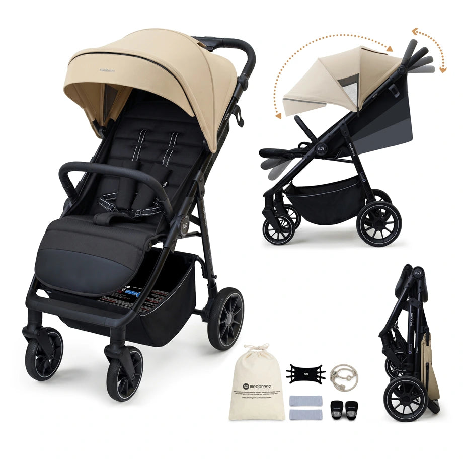 Neobreez Tetra Pushchair Stroller With Cup Holder (Beige/Black)