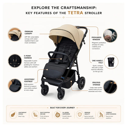 Neobreez Tetra Pushchair Stroller With Cup Holder (Beige/Black)