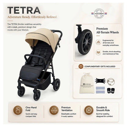 Neobreez Tetra Pushchair Stroller With Cup Holder (Beige/Black)
