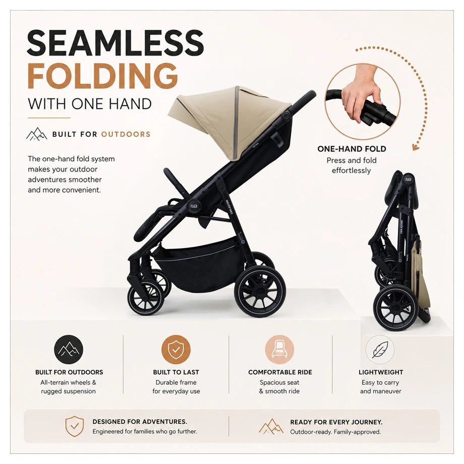 Neobreez Tetra Pushchair Stroller With Cup Holder (Beige/Black)