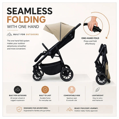 Neobreez Tetra Pushchair Stroller With Cup Holder (Beige/Black)