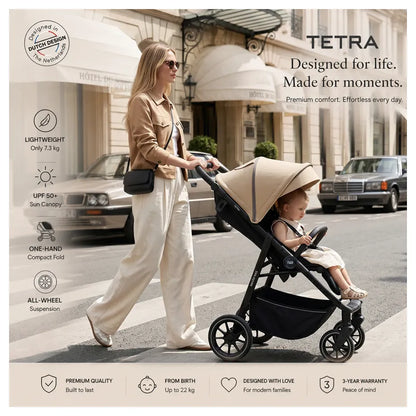 Neobreez Tetra Pushchair Stroller With Cup Holder (Beige/Black)