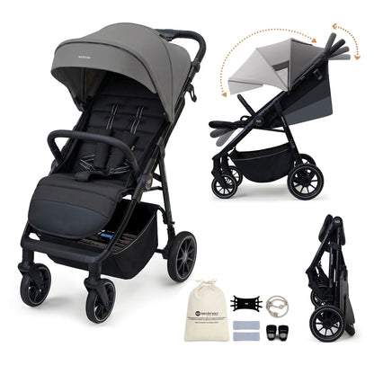 Neobreez Tetra Pushchair Stroller With Cup Holder (Grey/Black)
