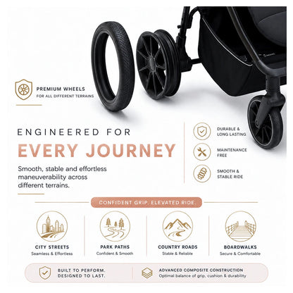 Neobreez Tetra Pushchair Stroller With Cup Holder (Grey/Black)