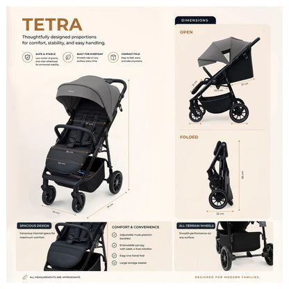 Neobreez Tetra Pushchair Stroller With Cup Holder (Grey/Black)