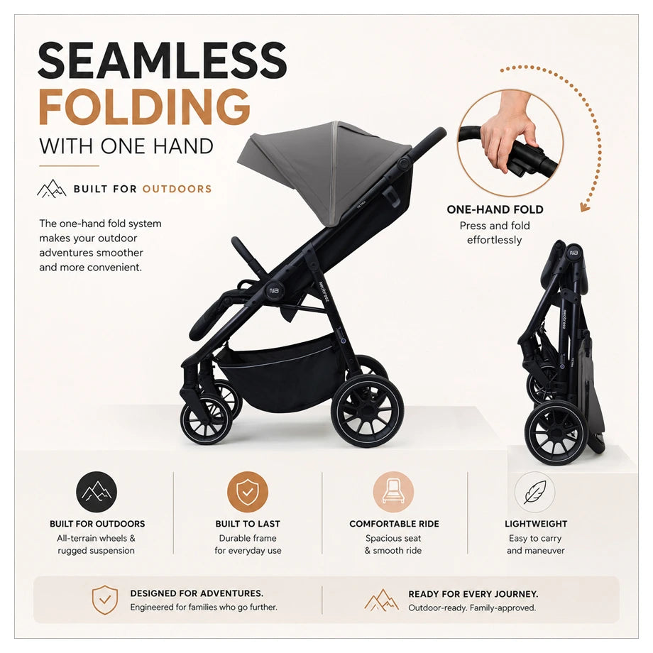 Neobreez Tetra Pushchair Stroller With Cup Holder (Grey/Black)