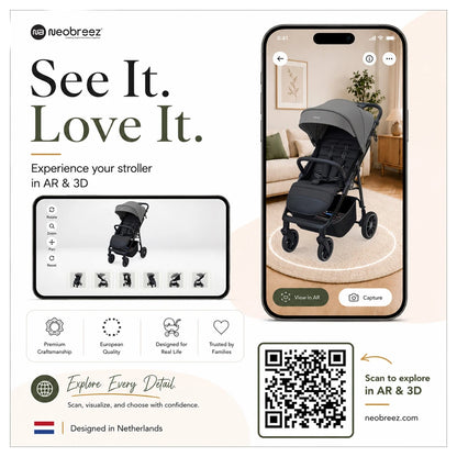 Neobreez Tetra Pushchair Stroller With Cup Holder (Grey/Black)