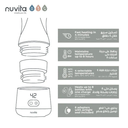 Nuvita Portable Bottle Warmer Fast & Easy Baby Milk Heating