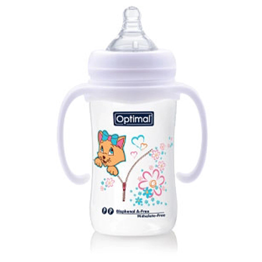 Optimal Wide Neck Feeding Bottle with Handle (240ml)