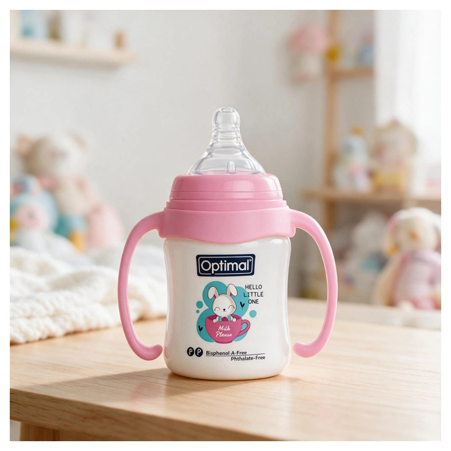 Optimal Wide Neck Feeding Bottle with Handle (180ml)