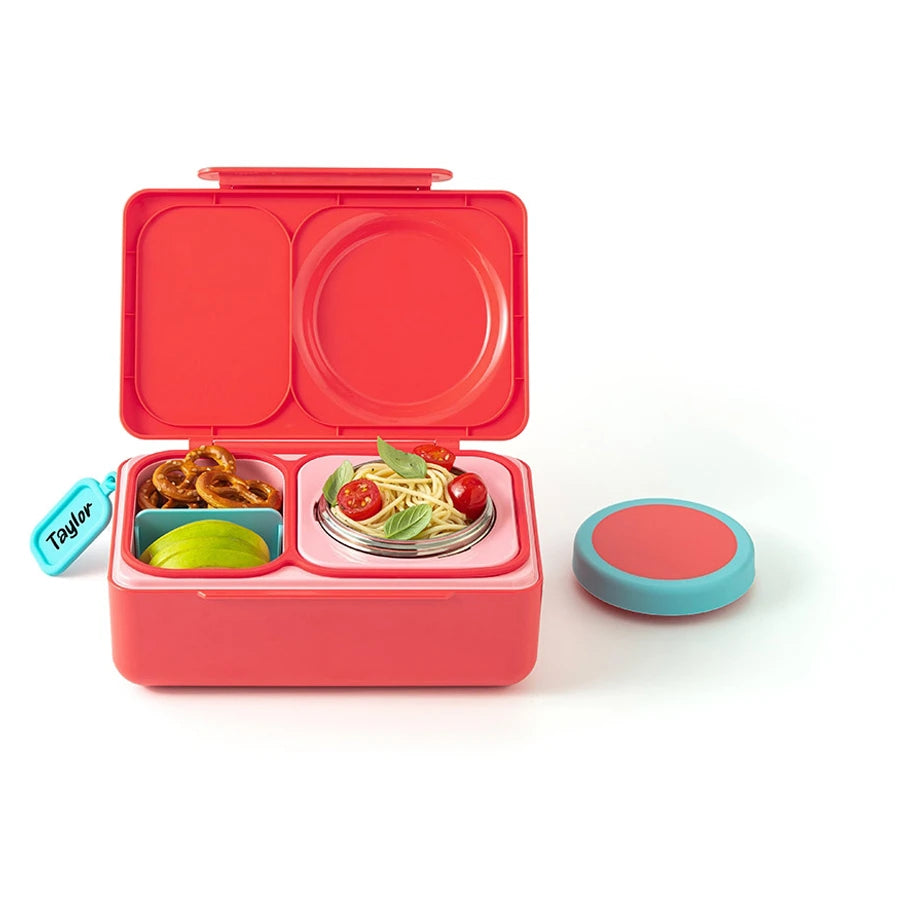 OmieLife OmieBox Up Bento Box with Insulated Thermos and Ice Pack (Cherry Pink)