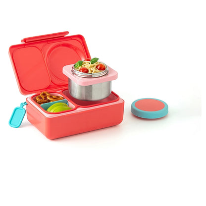 OmieLife OmieBox Up Bento Box with Insulated Thermos and Ice Pack (Cherry Pink)