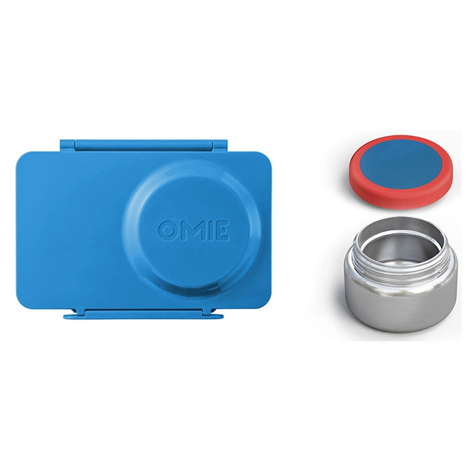 OmieLife OmieBox Up Bento Box with Insulated Thermos and Ice Pack (Cosmic Blue)