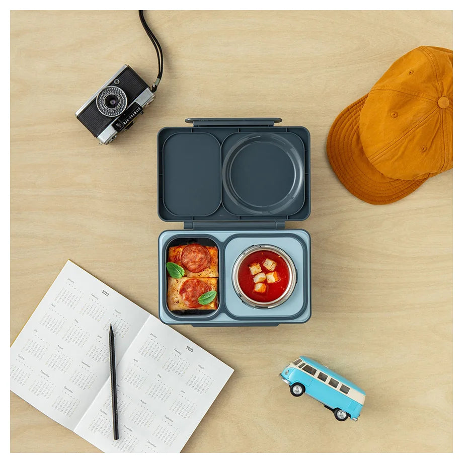 OmieLife OmieBox Up Bento Box with Insulated Thermos and Ice Pack (Graphite)