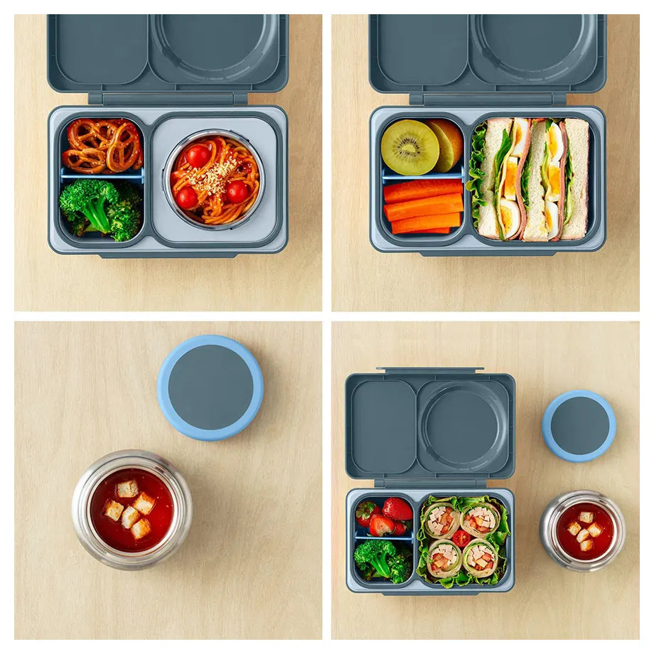 OmieLife OmieBox Up Bento Box with Insulated Thermos and Ice Pack (Graphite)