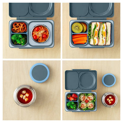 OmieLife OmieBox Up Bento Box with Insulated Thermos and Ice Pack (Graphite)