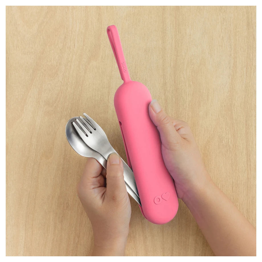 OmieLife OmieBox Up Pod and Utensil Set (Pink Blush)