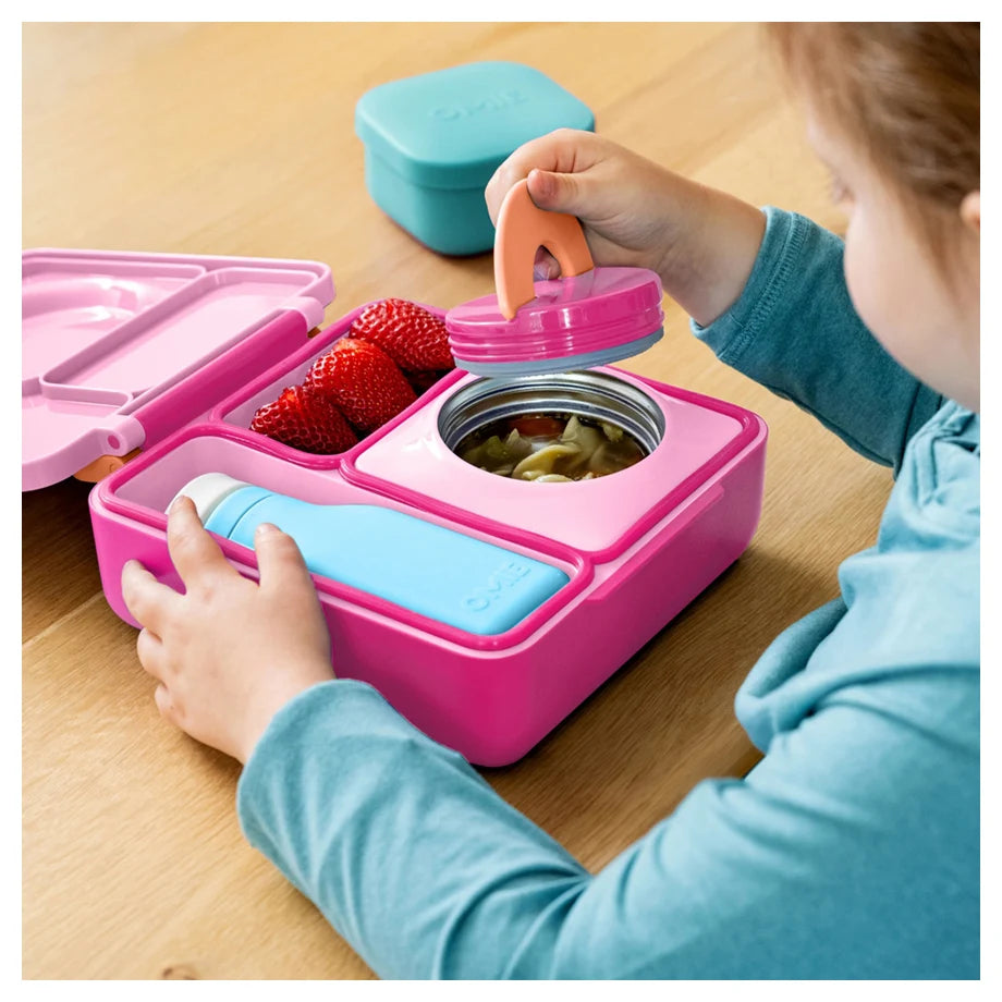 OmieLife OmieBox Kids Bento Box with Insulated Thermos (Pixie Pink)