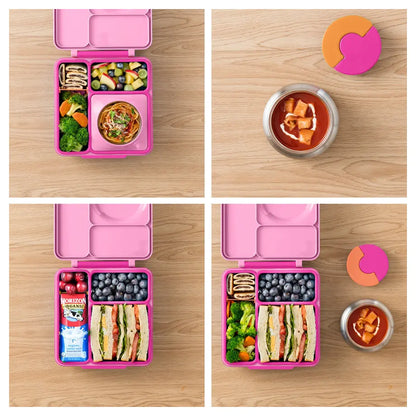 OmieLife OmieBox Kids Bento Box with Insulated Thermos (Pixie Pink)