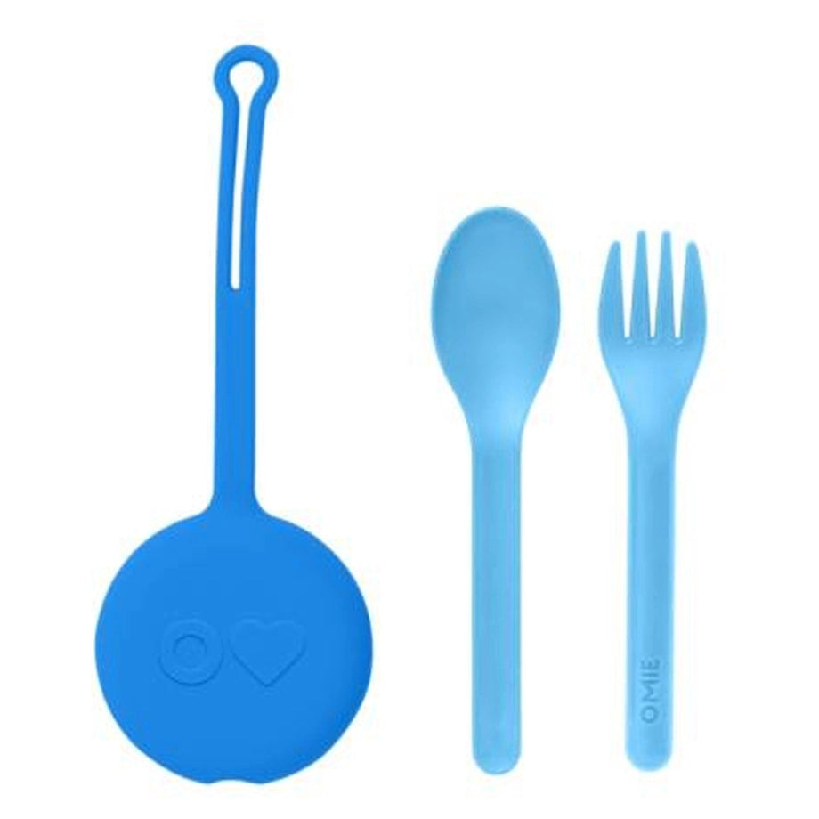 OmieLife OmiePod Kids Utensil Set and Case (Capri Blue)