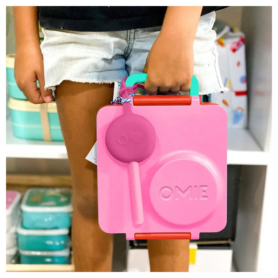 OmieLife OmiePod Kids Utensil Set and Case (Bubble Pink)