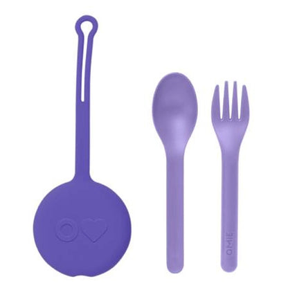 OmieLife OmiePod Kids Utensil Set and Case (Purple)