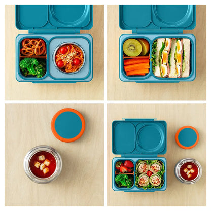 OmieLife OmieBox Up Bento Box with Insulated Thermos and Ice Pack (Teal Green)