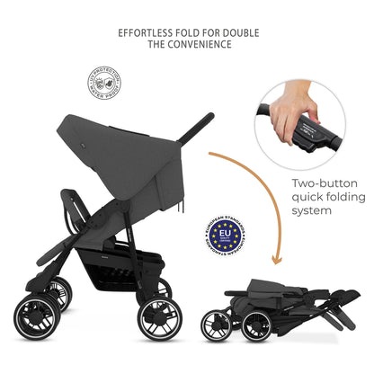Neobreez DUADX Double Stroller, Compact Twin Stroller (Dark Grey)