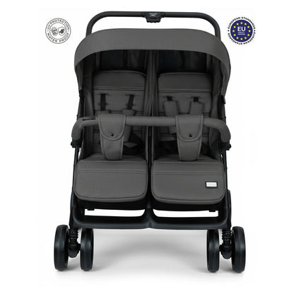 Neobreez DUADX Double Stroller, Compact Twin Stroller (Dark Grey)