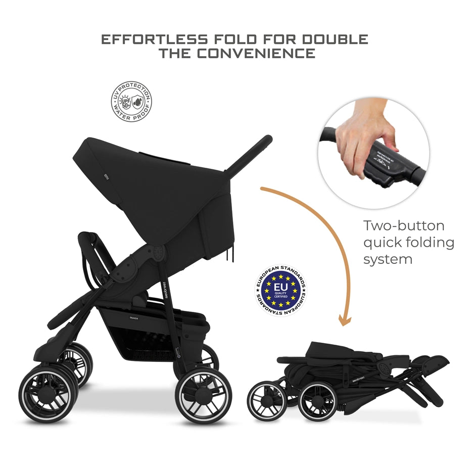 Neobreez DUADX Double Stroller, Compact Twin Stroller (Black)