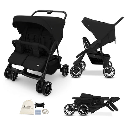 Neobreez DUADX Double Stroller, Compact Twin Stroller (Black)