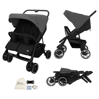 Neobreez Duadx Twin Double Stroller (Grey/Black)