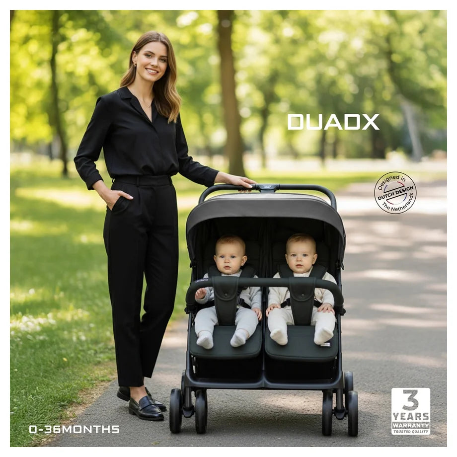 Neobreez Duadx Twin Double Stroller (Grey/Black)
