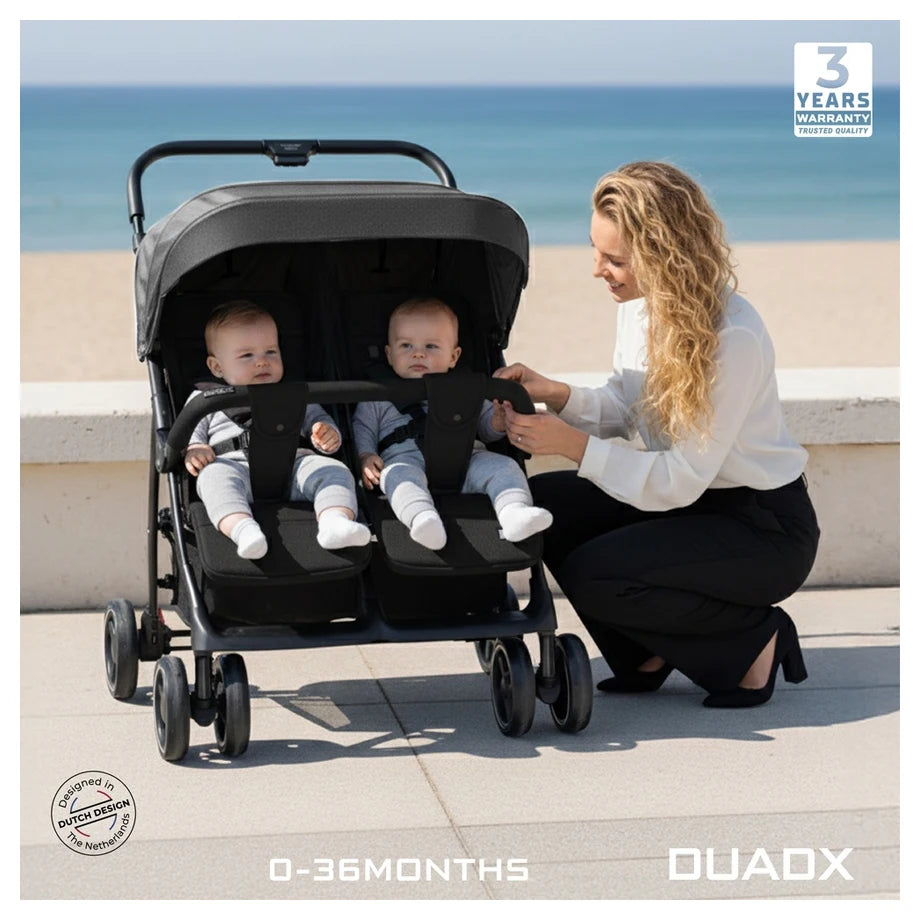 Neobreez Duadx Twin Double Stroller (Grey/Black)