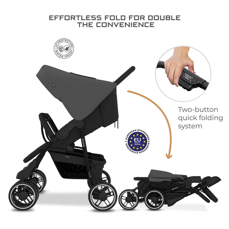 Neobreez Duadx Twin Double Stroller (Grey/Black)