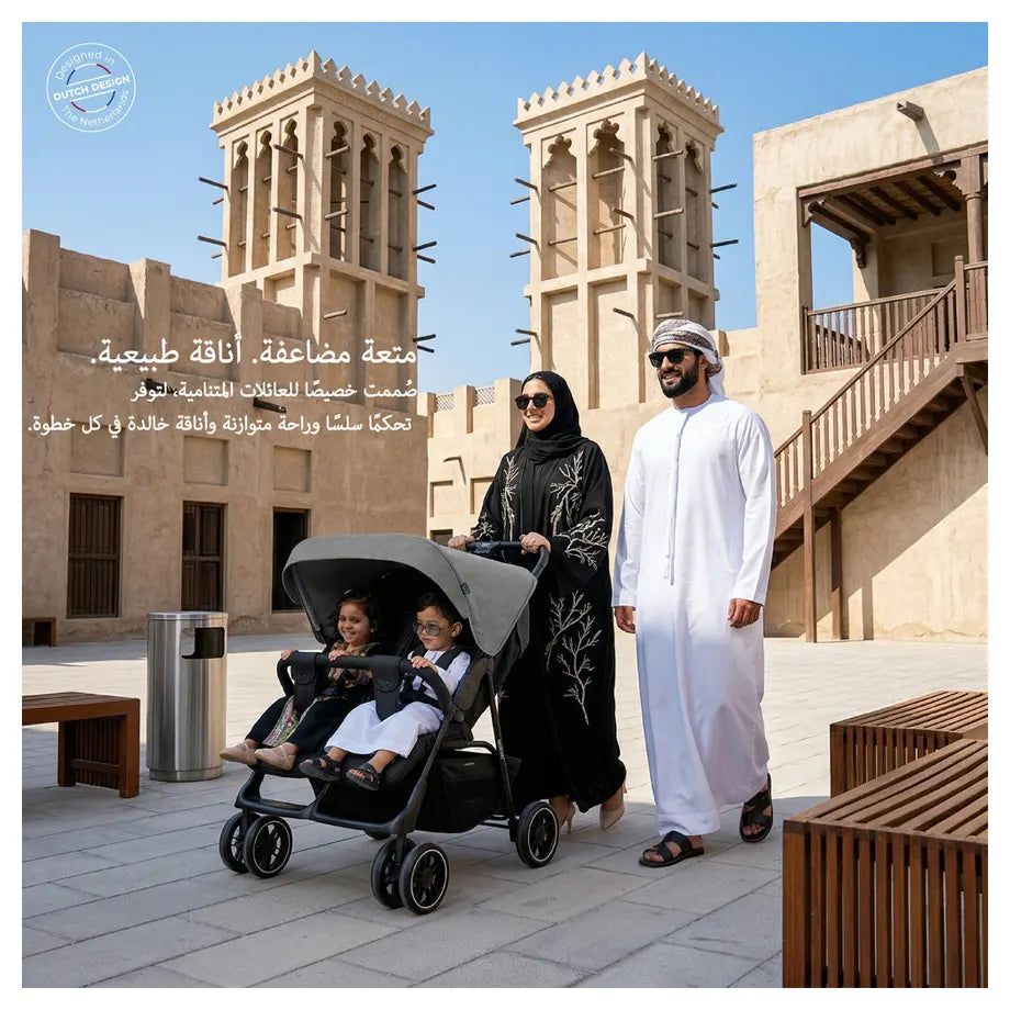 Neobreez Duadx Twin Double Stroller (Grey/Black)