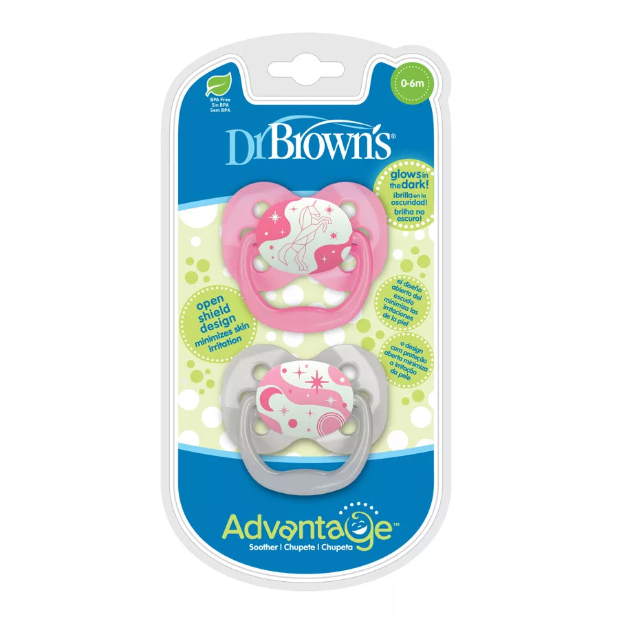 لهايات Dr. Brown's Advantage المضيئة في الظلام، المرحلة 1، عبوة من قطعتين (وردي) لهايات Dr. Brown's Advantage المضيئة في الظلام، المرحلة 1، عبوة من قطعتين (وردي)