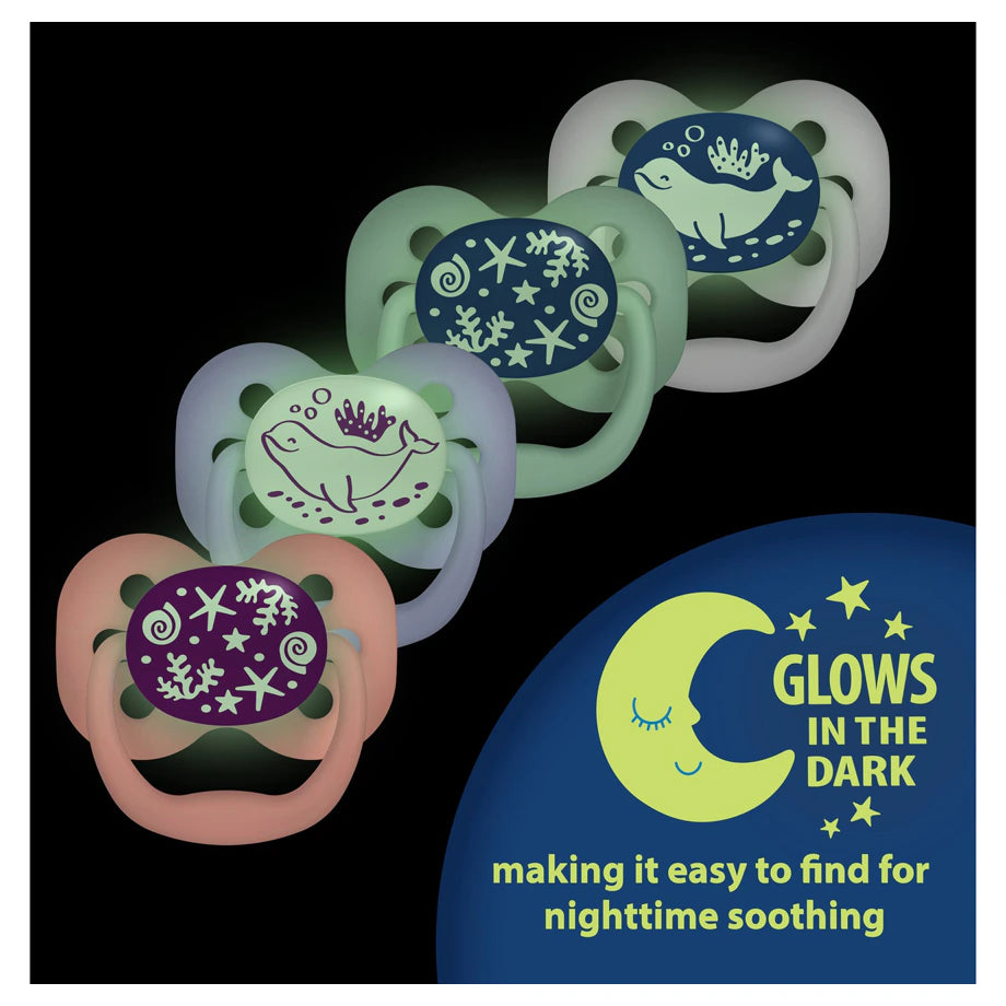 Dr. Brown's Advantage Glow in The Dark Pacifiers, Stage 1 pack of 2 (Blue)